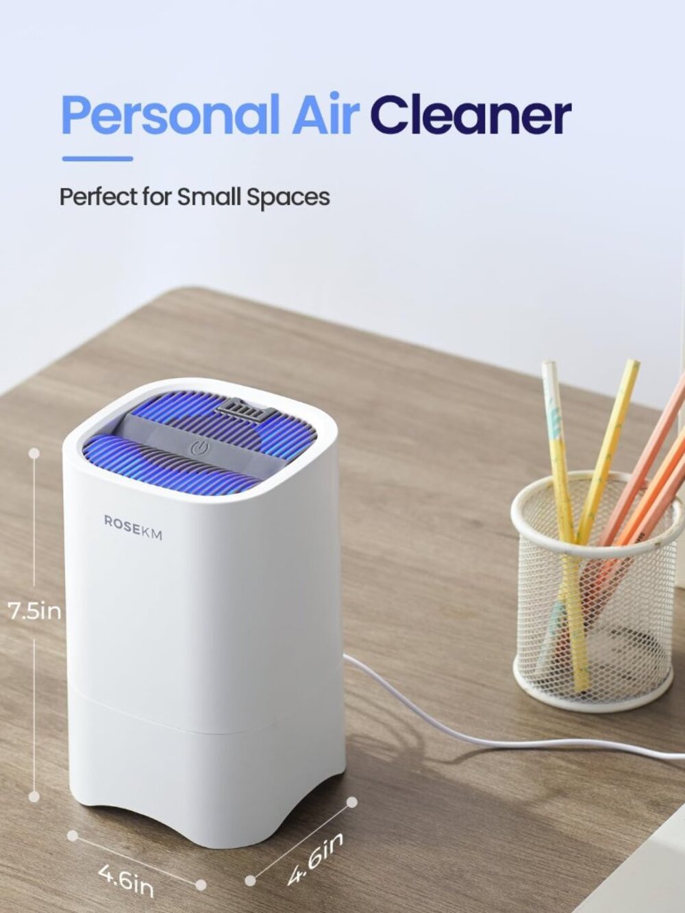 RoseKM AP002R H-13 True HEPA Air Filter Small Air Purifier Oil Diffuser-NEW